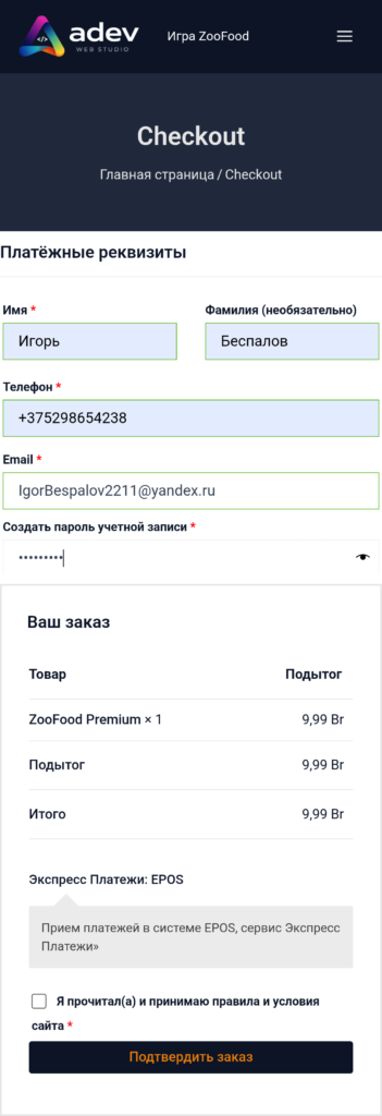 Как оплатить Adev — Студия веб-разработки