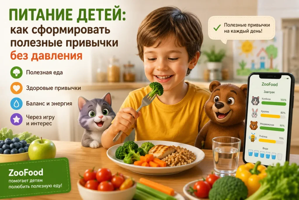 Питание детей — ребёнок формирует полезные пищевые привычки и учится есть здоровую еду